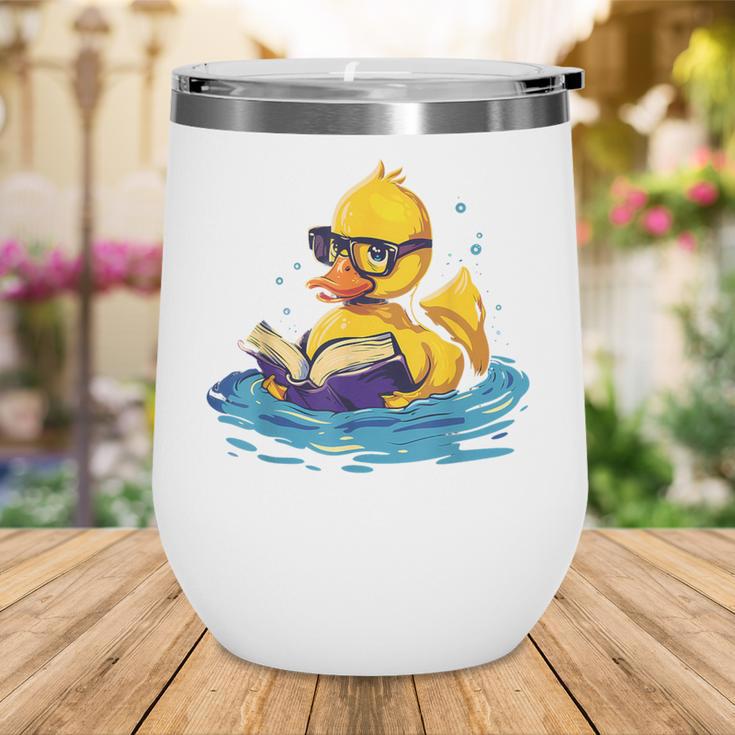 Rubber Duck Reading Book Swim Rubber Duckling Rubber Duckie Wine Tumbler