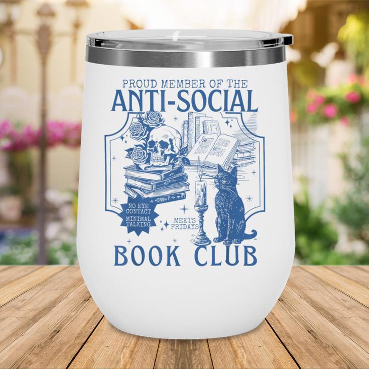 Sarcastic Anti Social Book Club Cat Skull Book Lover Wine Tumbler