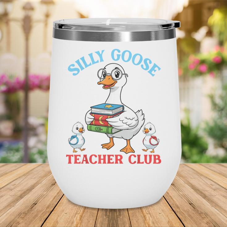 Silly Goose With Books Teacher Club School Educator Wine Tumbler