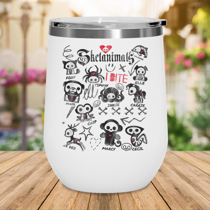 Skelanimals I Bite Vintage Retro Dead Pet Textbook Collage Wine Tumbler