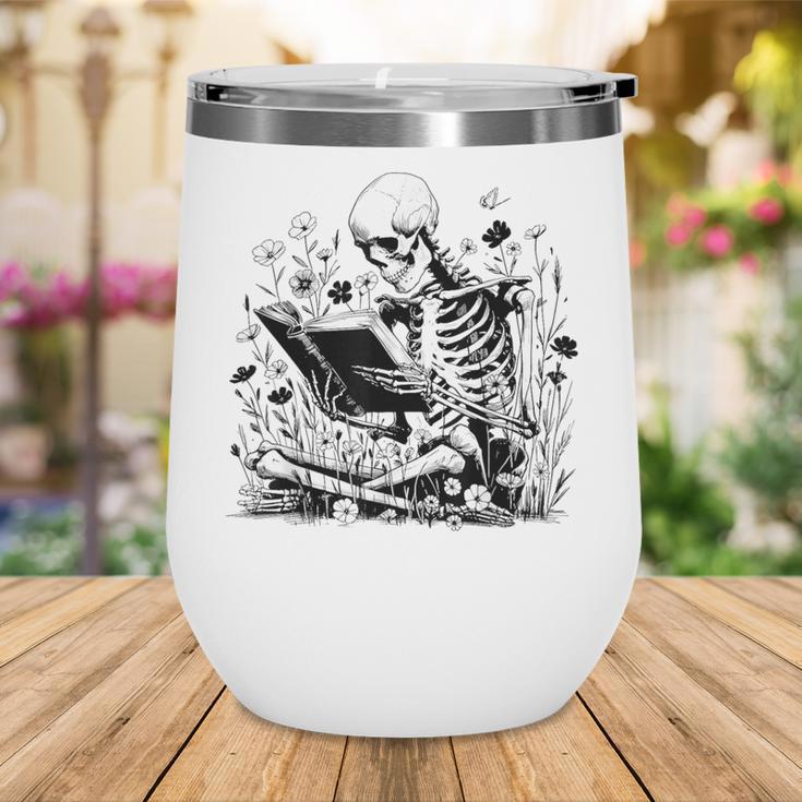 Skeleton Skull Halloween Book Reading Books Lover Teacher Wine Tumbler Skeleton Skull Halloween Book Reading Books Lover Teacher Wine Tumbler