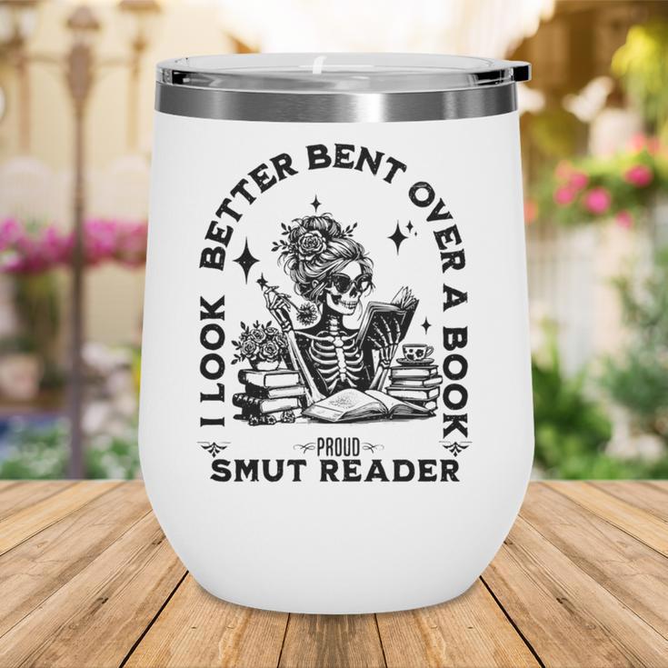 Smut Reader Skeleton Book Lover Dark Humor Art Premium Tri-Blend Wine Tumbler