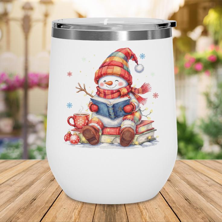 Snowman Reading Books Lovers Christmas Librarian Bookworm Wine Tumbler Snowman Reading Books Lovers Christmas Librarian Bookworm Wine Tumbler