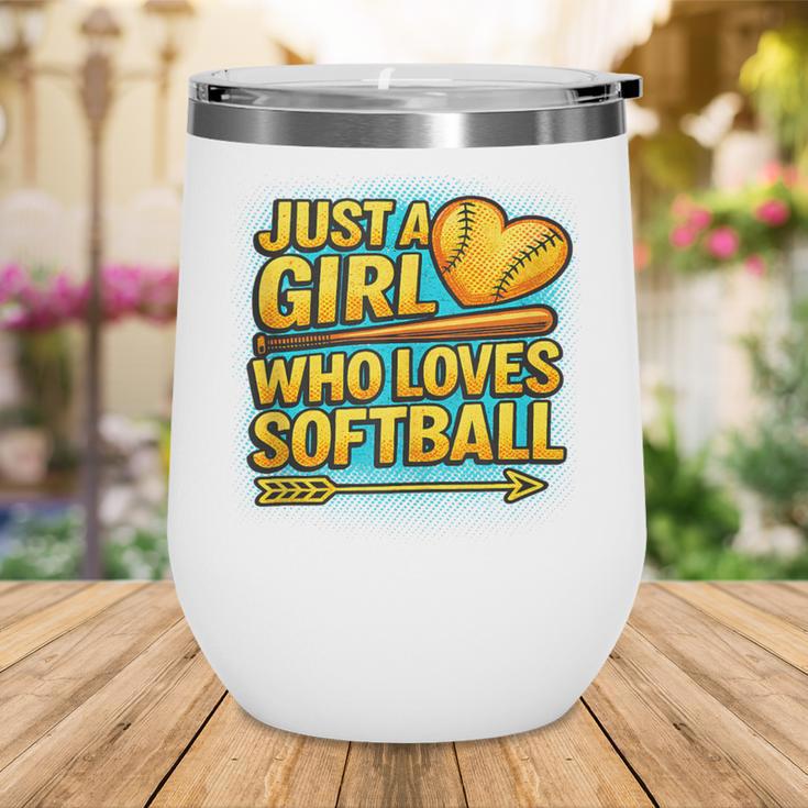 Softball Just A Girl Comic Book Style Graphic For Teens Wine Tumbler