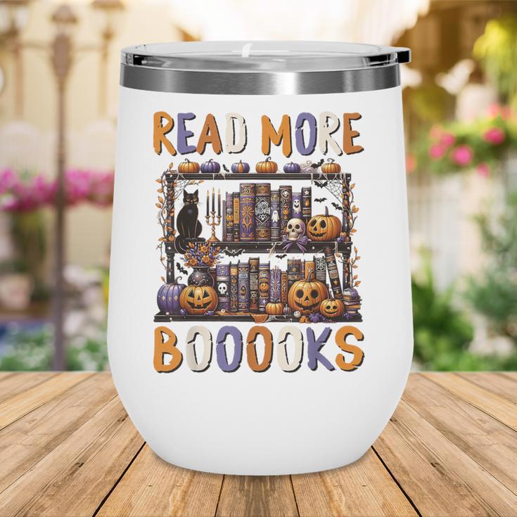 Spooky Halloween Bookshelf Bookcase Read More Books Wine Tumbler