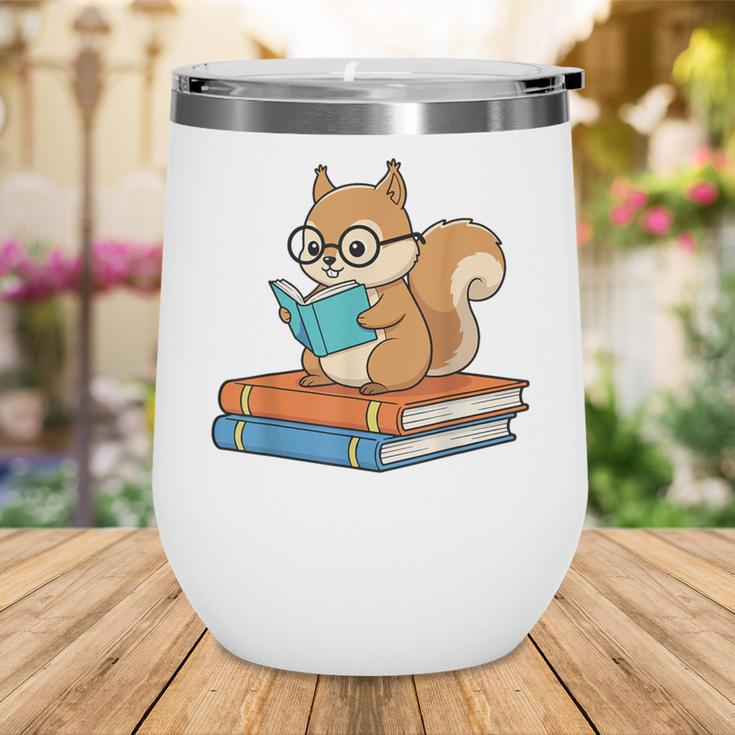 Squirrel Reading Book Glasses Bookworm Librarian Wine Tumbler