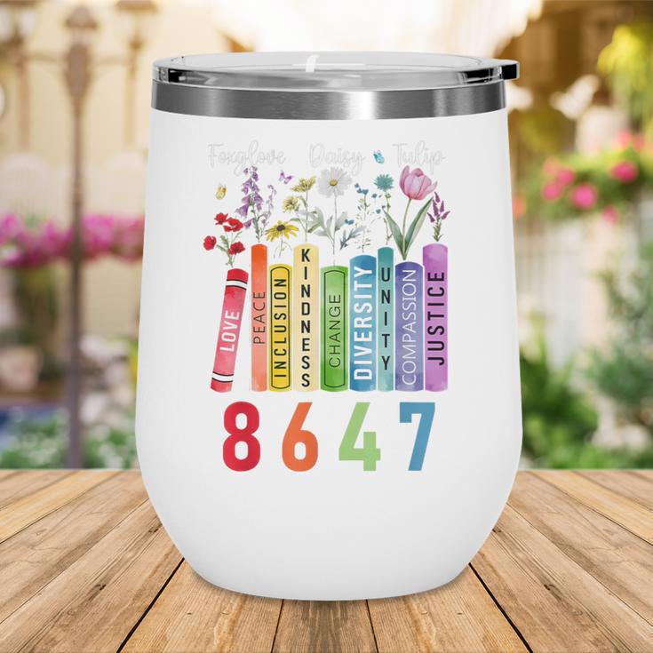 Subtle Floral Foxglove Daisy Tulip Book Lover Wine Tumbler