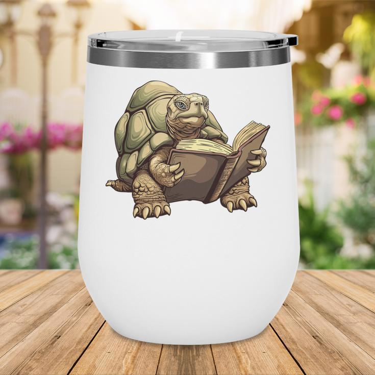 Sulcata Tortoise Reading A Book Wine Tumbler