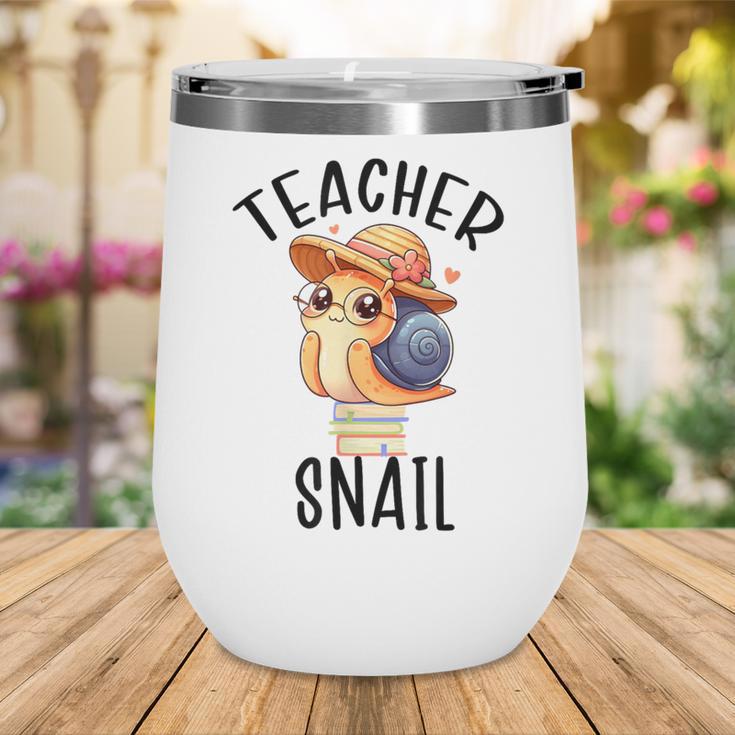 Teacher Snail With Glasses On Books Cute Pre-K Kindergarten Wine Tumbler