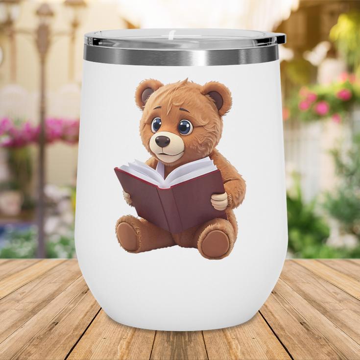 Teddy Bear Reading a Book Wine Tumbler