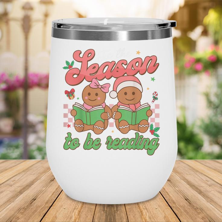 Tis The Season Book Reading Gingerbread Teacher Librarian Wine Tumbler