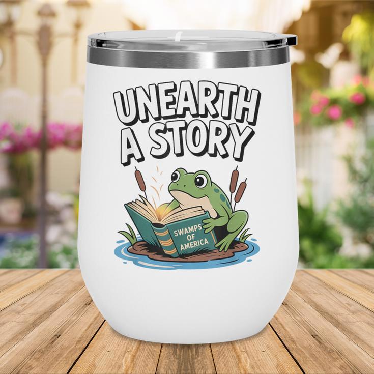 Unearth a Story Frog Reading a Book Summer 2026 Wine Tumbler Unearth a Story Frog Reading a Book Summer 2026 Wine Tumbler