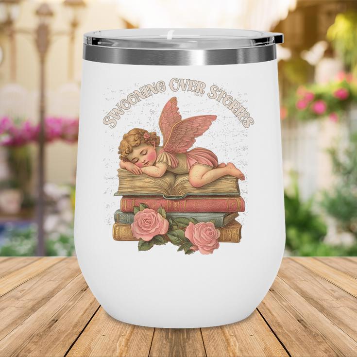 Valentine's Swooning Over Stories Cupid And Book Lover Tee Wine Tumbler