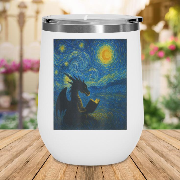 Van Gogh Starry Night Fantasy Reader Dragon Reading Book Wine Tumbler Van Gogh Starry Night Fantasy Reader Dragon Reading Book Wine Tumbler