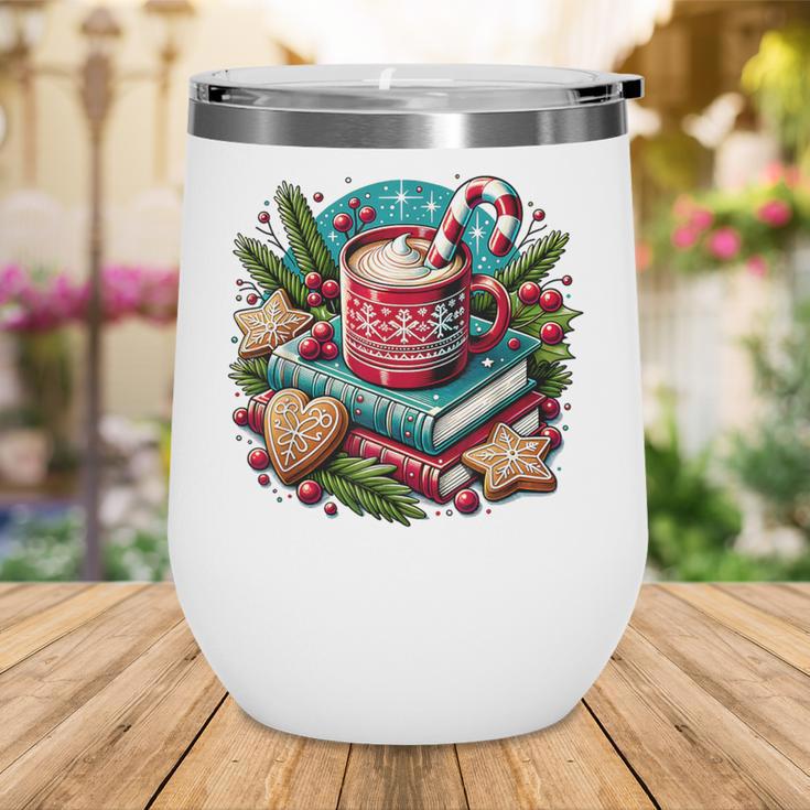 Vintage Cozy Winter Hot Cocoa Books Gingerbread Book Lovers Wine Tumbler