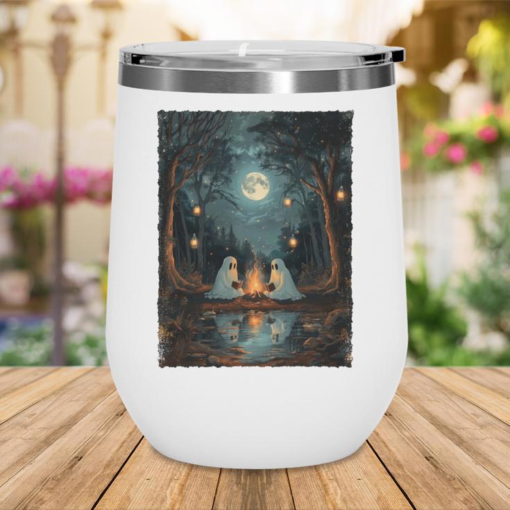 Vintage Ghost Book Reading Camping Gothic Halloween Teachers Wine Tumbler