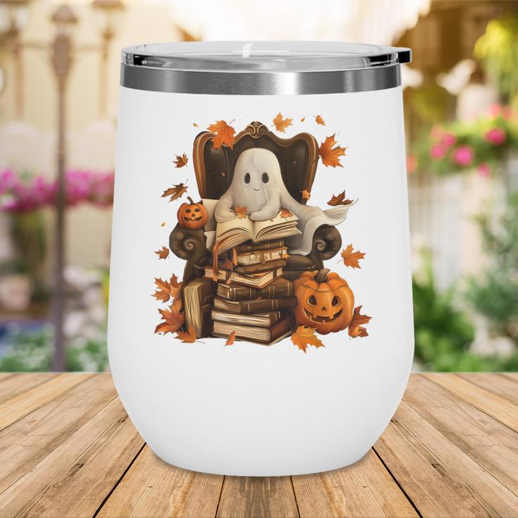 Vintage Ghost Book Reading Pumpkin Gothic Halloween Teachers Wine Tumbler Vintage Ghost Book Reading Pumpkin Gothic Halloween Teachers Wine Tumbler