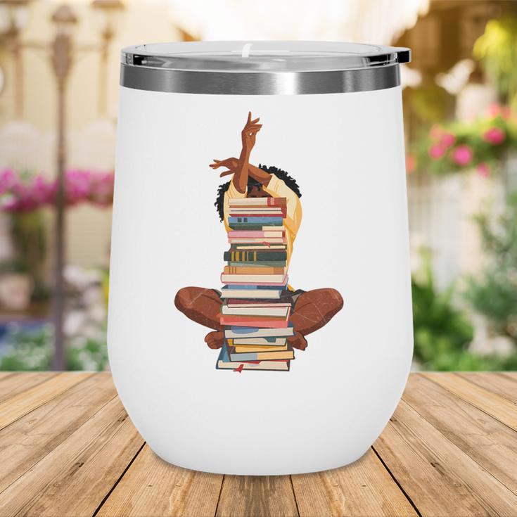 Woman And Books Stack Afro Girl Book Lover Wine Tumbler Woman And Books Stack Afro Girl Book Lover Wine Tumbler
