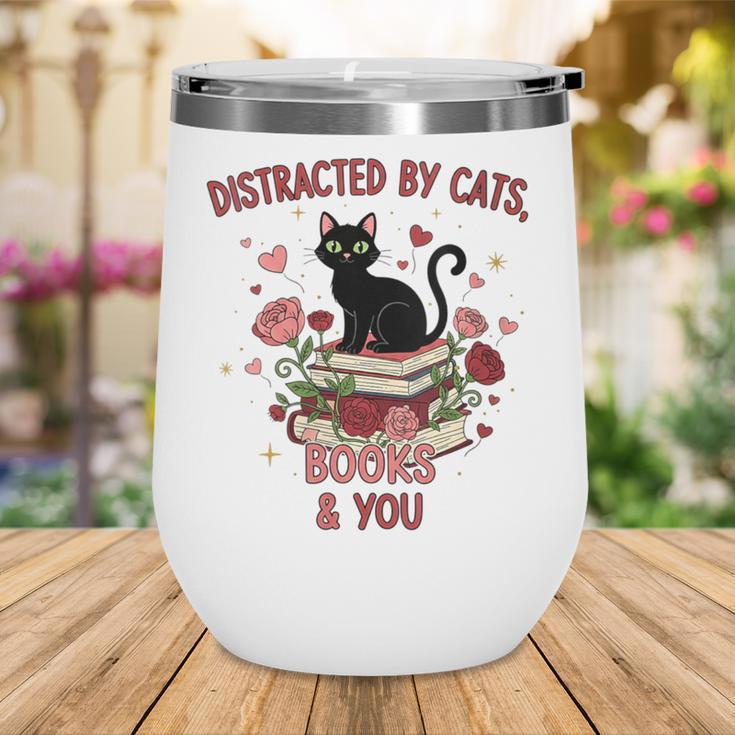 Women's Cat Books Romantic Floral Aesthetic Book Lover Cat Owner Wine Tumbler Women's Cat Books Romantic Floral Aesthetic Book Lover Cat Owner Wine Tumbler