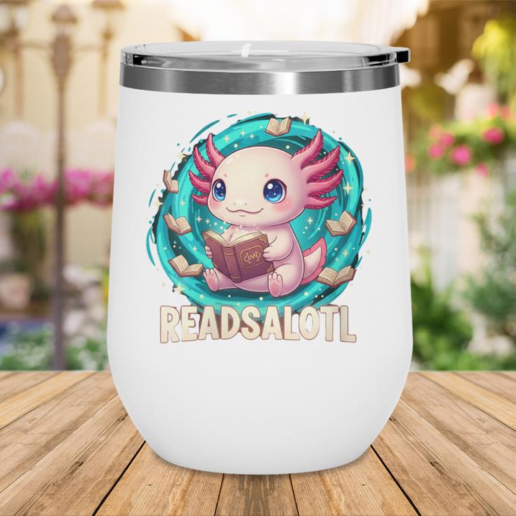 Women's Readsolotl Kawaii Axolotl Reading Book Lover Wine Tumbler