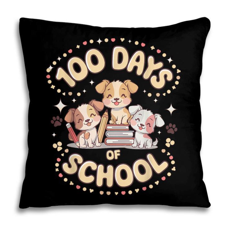 100 Days Of School Cute Puppies And Books Pillowcase
