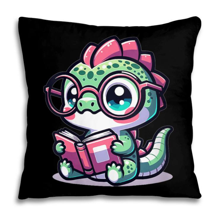 Adorable Book Lover Basilisk With Reading Glasses Cute Pillowcase