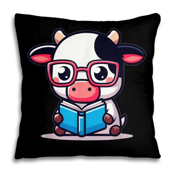 Adorable Book Lover Cow With Reading Glasses Cute Pillowcase