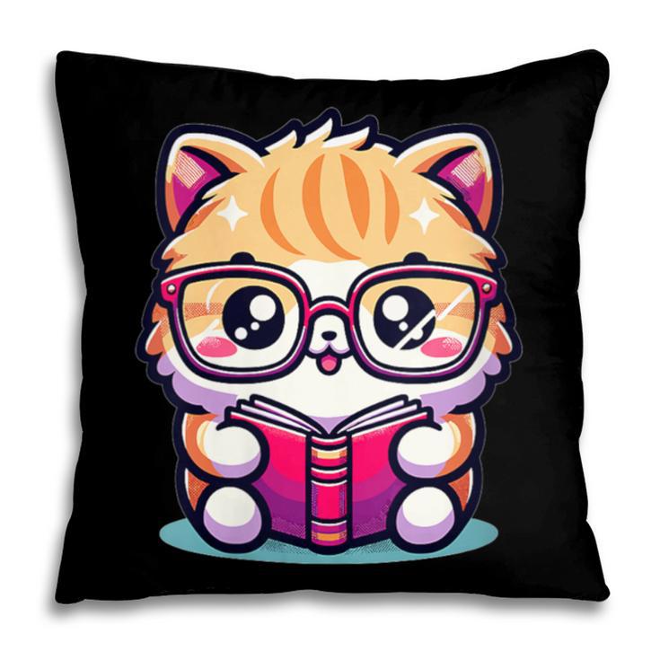 Adorable Book Lover Persian Cat With Reading Glasses Cute Pillowcase