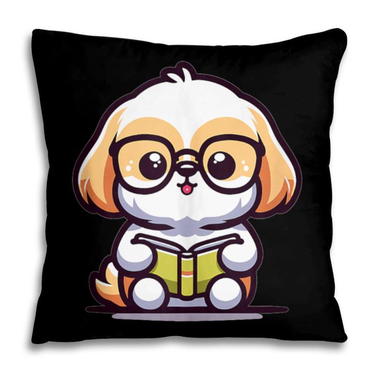 Adorable Book Lover Shih Tzu With Reading Glasses Cute Pillowcase