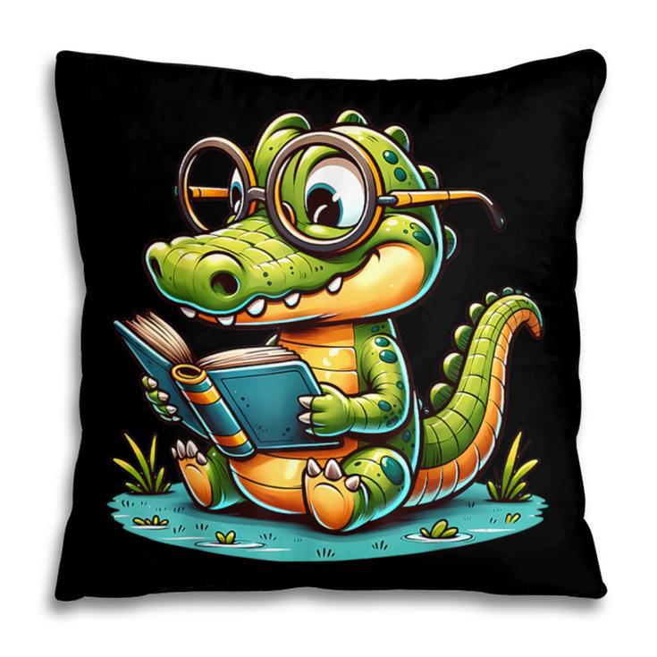 Alligator Reading a Book Animal Pillowcase