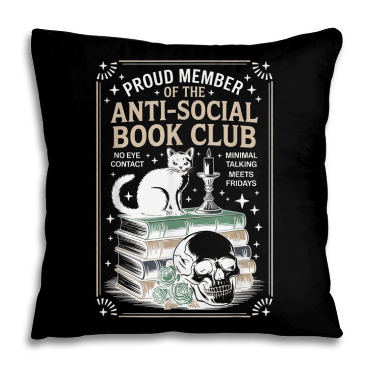 Anti-Social Book-Club Cat Graphic Pillowcase