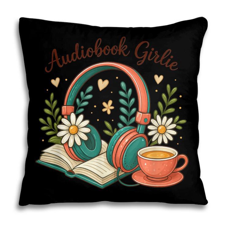 Audiobook Girlie Headphones Book Tea Love Pillowcase