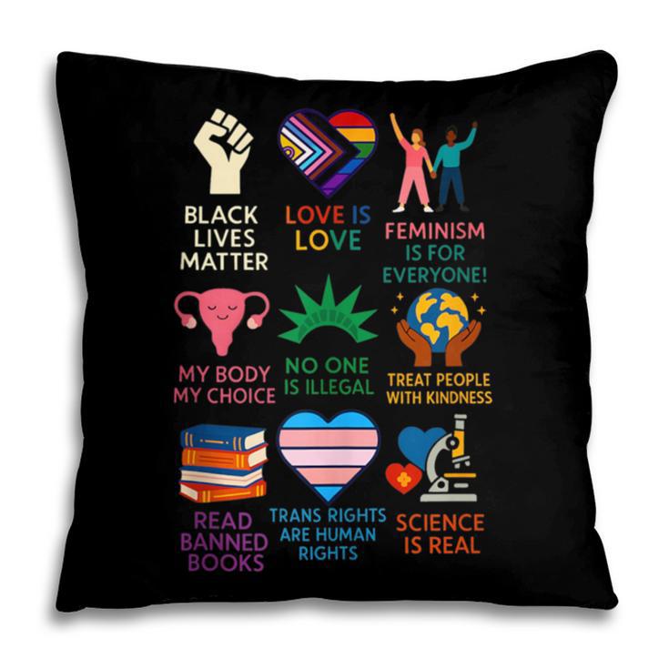 BLM Human Rights Feminism Trans Science Books LGBTQ Kindness Pillowcase