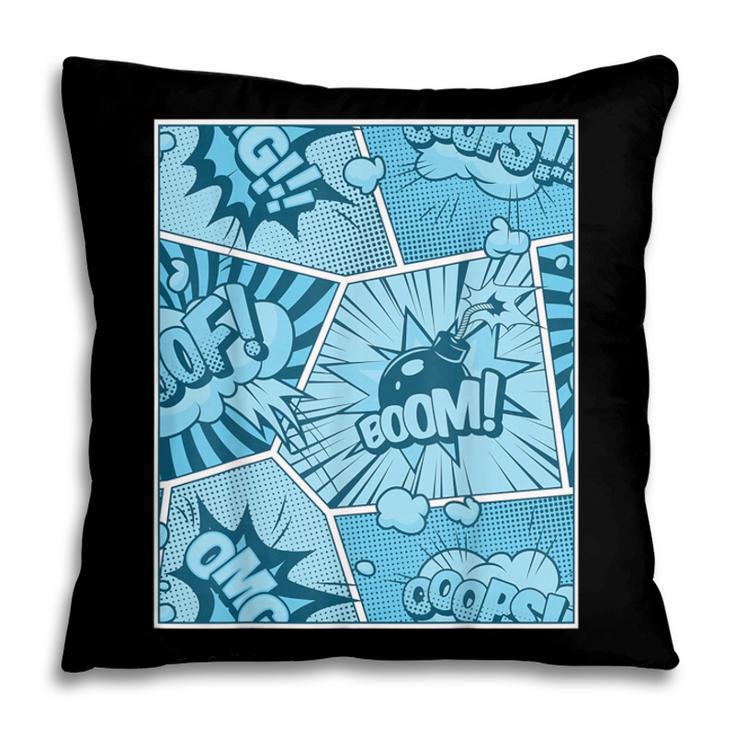 Blue Comic Book Blue Graphic Pillowcase