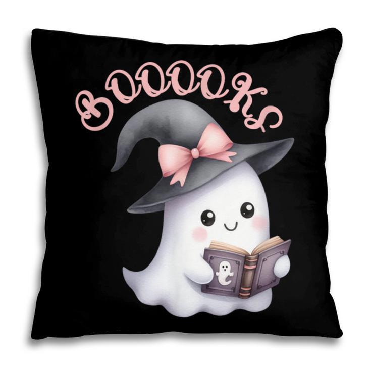 Boo Ghost Books Coquette Bow Halloween Women School Teacher Pillowcase