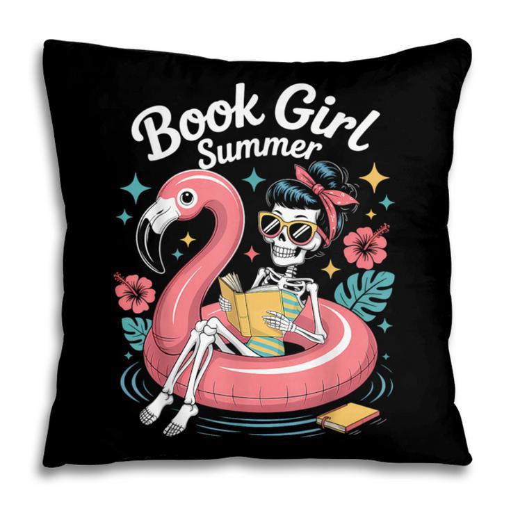 Book Girl Summer Skeleton Reading Books Lovers Beach Pillowcase