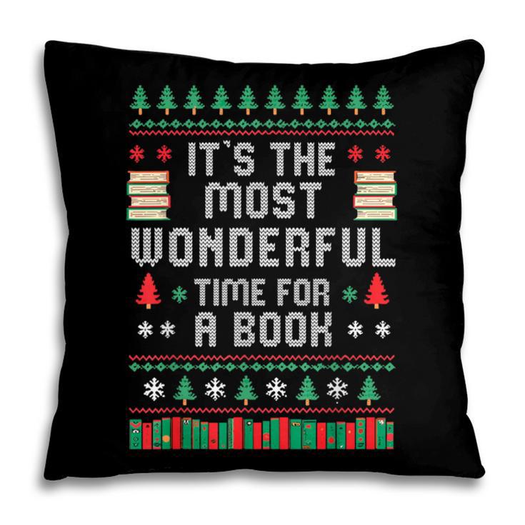 Book Lover Christmas Reader Ugly Sweater Tee Xmas New Year Pillowcase