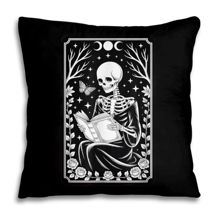 Book Lover The Reader Tarot Card Skeleton Reading Pillowcase