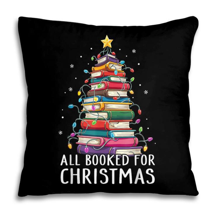 All Booked For Christmas Book Christmas Tree Lights Pillowcase