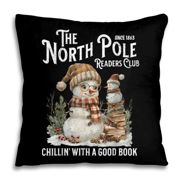 Bookish Christmas North Pole Book Club Snowman Book Worm Pillowcase