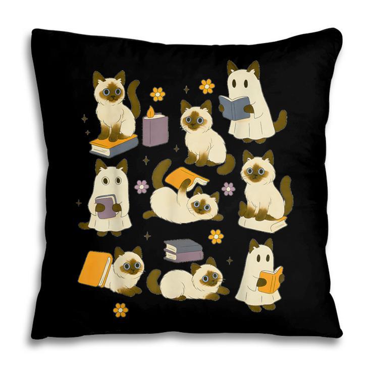 Books Lover Bookish Ghost Himalayan Cat Reading Halloween Pillowcase