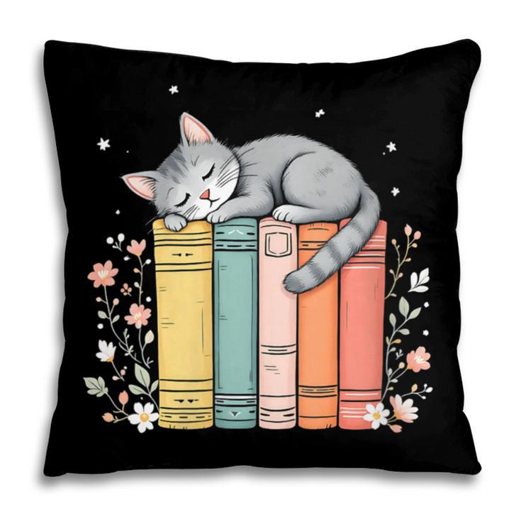Books Lover Cute Sleepy Cat Relax Reading Vibe Pillowcase