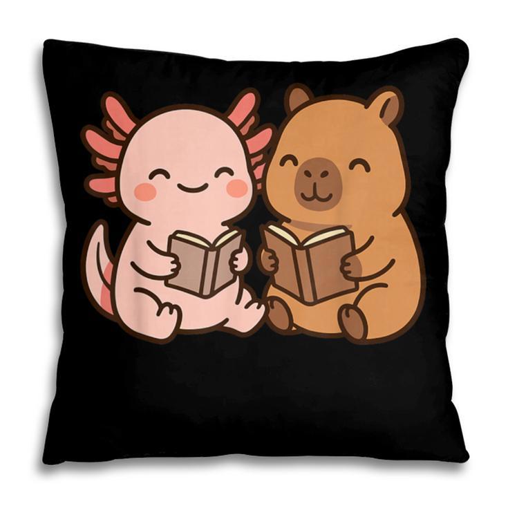 Capybara Axolotl Kawaii Kids Anime Book Lover Reading Pillowcase Capybara Axolotl Kawaii Kids Anime Book Lover Reading Pillowcase