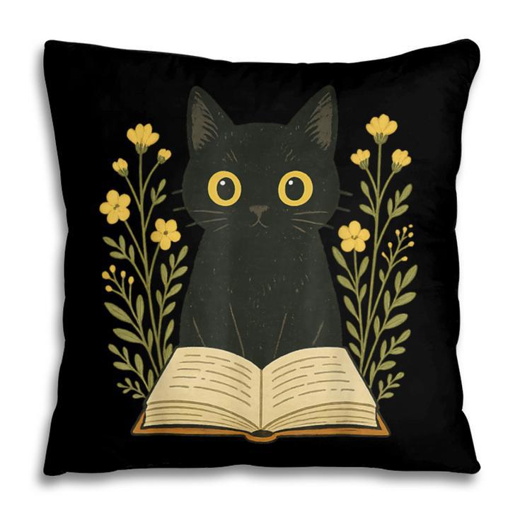 Cat Reading Book Flowers Pillowcase