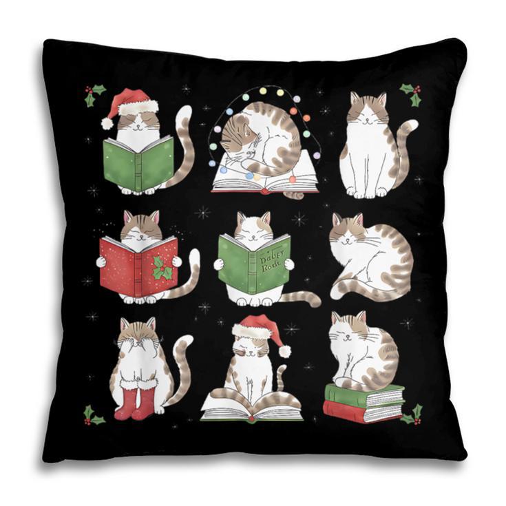 Cat Reading Book Funny Christmas Cat Book Lover Librarian Men Women Kids Pillowcase