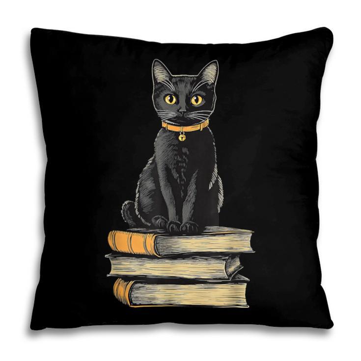 Cat Sitting On Books Pillowcase