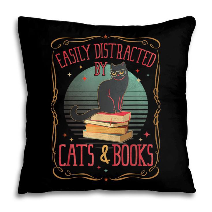 Cats And Books Lover Reading Literary Feline Humor Pillowcase