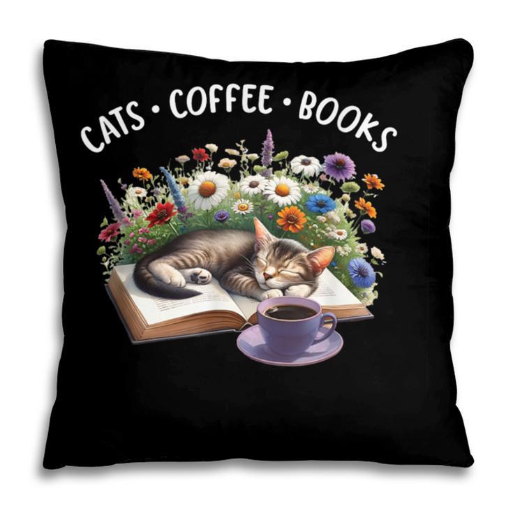 Cats Coffee Books Pillowcase