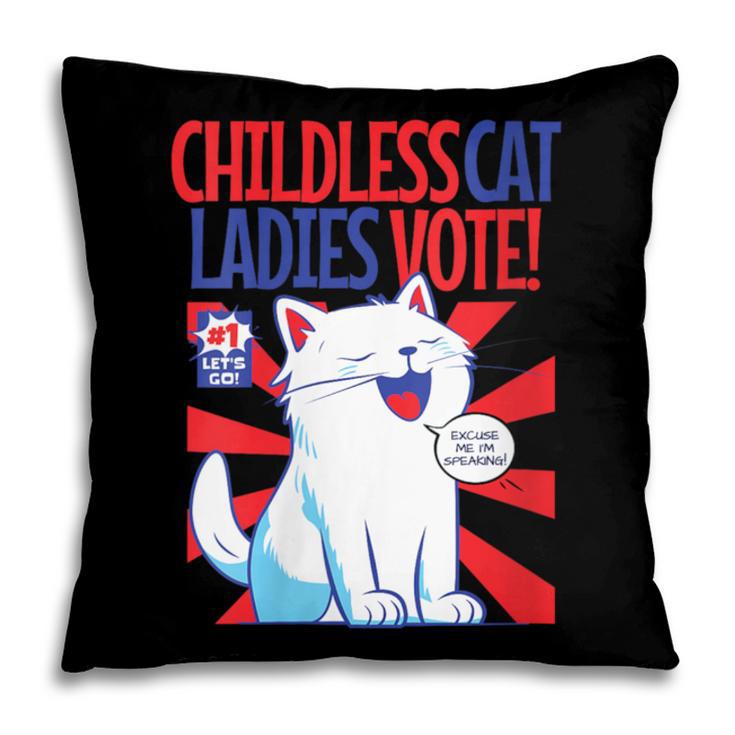 Childless Cat Ladies Vote Kamala Harris Cute Comic Book Cat Pillowcase