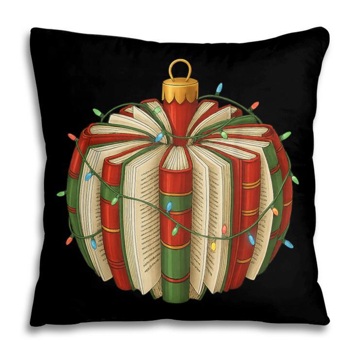 Christmas Book Ornament Lights Holiday Reading Lover Teacher Pillowcase